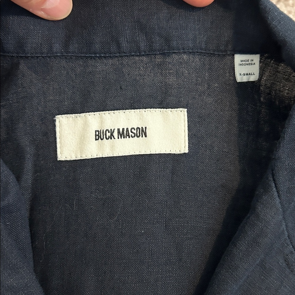 Dark Navy Crosshatch Linen Monterrey Popover Shirt